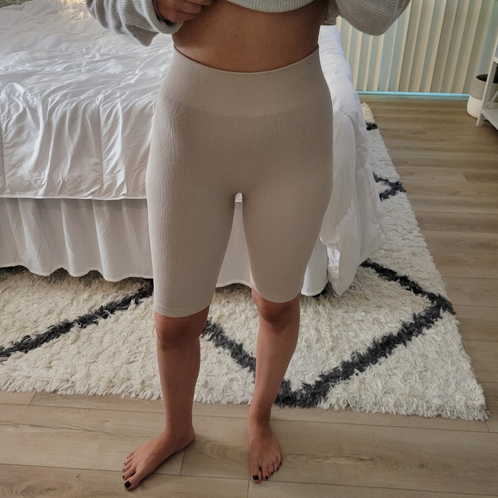 Forever 21 Ribbed Beige Biker Shorts